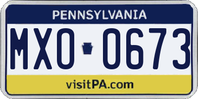 PA license plate MXO0673