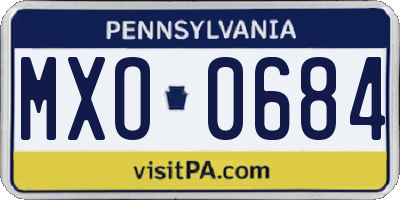 PA license plate MXO0684