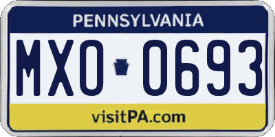 PA license plate MXO0693