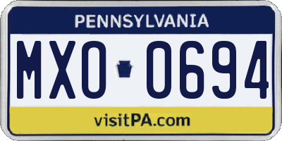 PA license plate MXO0694