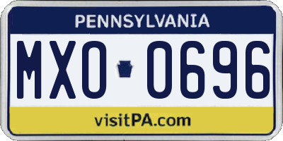 PA license plate MXO0696