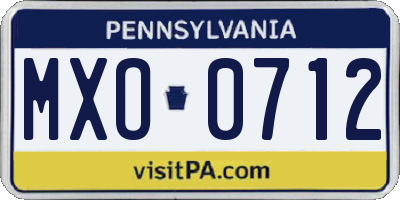 PA license plate MXO0712