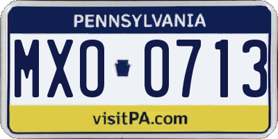 PA license plate MXO0713
