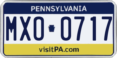 PA license plate MXO0717