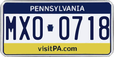 PA license plate MXO0718