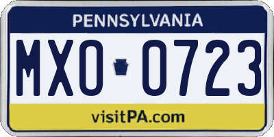 PA license plate MXO0723