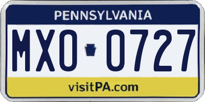 PA license plate MXO0727