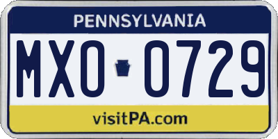 PA license plate MXO0729