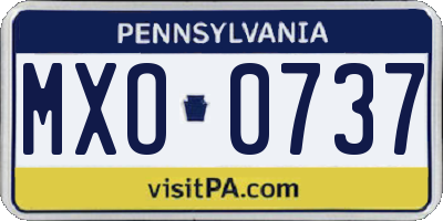 PA license plate MXO0737
