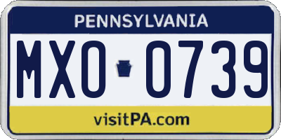 PA license plate MXO0739