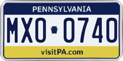 PA license plate MXO0740