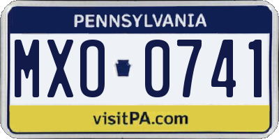 PA license plate MXO0741
