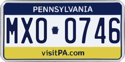 PA license plate MXO0746