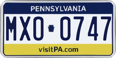 PA license plate MXO0747