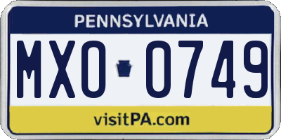 PA license plate MXO0749