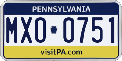 PA license plate MXO0751