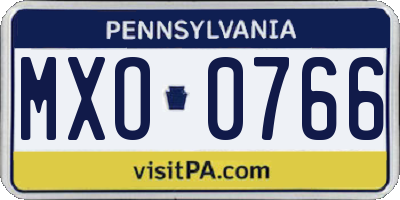 PA license plate MXO0766