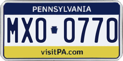 PA license plate MXO0770