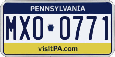 PA license plate MXO0771