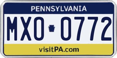 PA license plate MXO0772