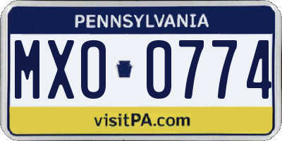 PA license plate MXO0774