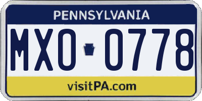PA license plate MXO0778