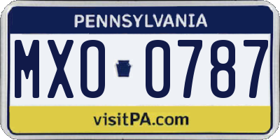 PA license plate MXO0787
