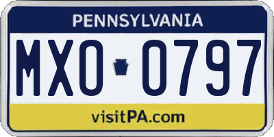 PA license plate MXO0797