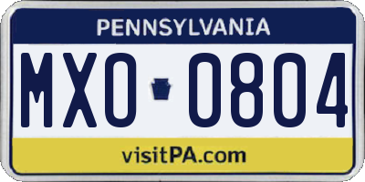 PA license plate MXO0804