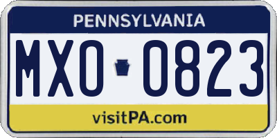 PA license plate MXO0823