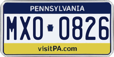 PA license plate MXO0826