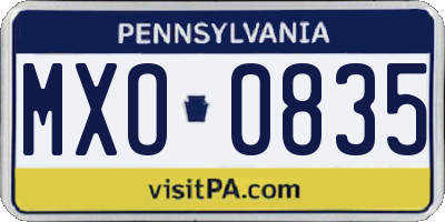 PA license plate MXO0835