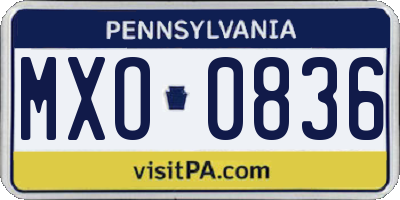 PA license plate MXO0836