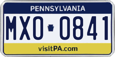 PA license plate MXO0841
