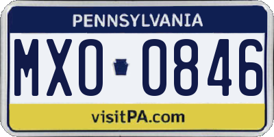 PA license plate MXO0846
