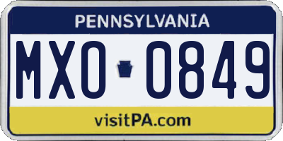 PA license plate MXO0849