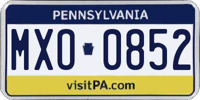 PA license plate MXO0852