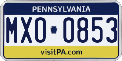 PA license plate MXO0853