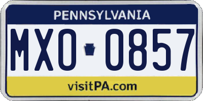 PA license plate MXO0857