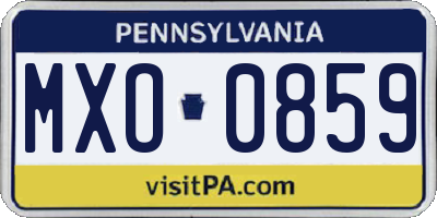 PA license plate MXO0859