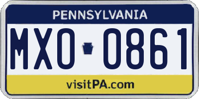 PA license plate MXO0861