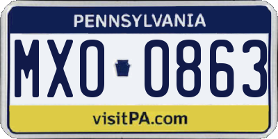 PA license plate MXO0863