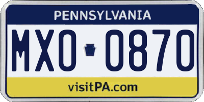 PA license plate MXO0870