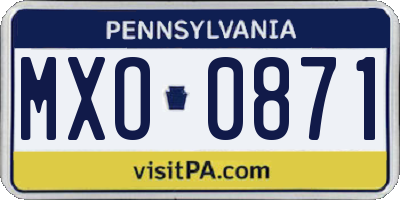 PA license plate MXO0871