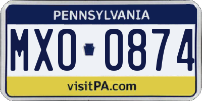 PA license plate MXO0874