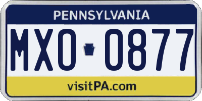 PA license plate MXO0877