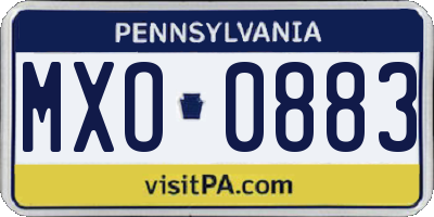PA license plate MXO0883