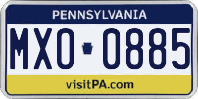 PA license plate MXO0885