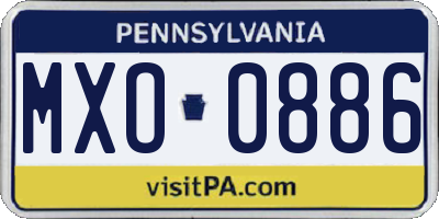 PA license plate MXO0886