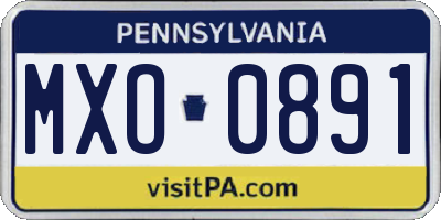 PA license plate MXO0891